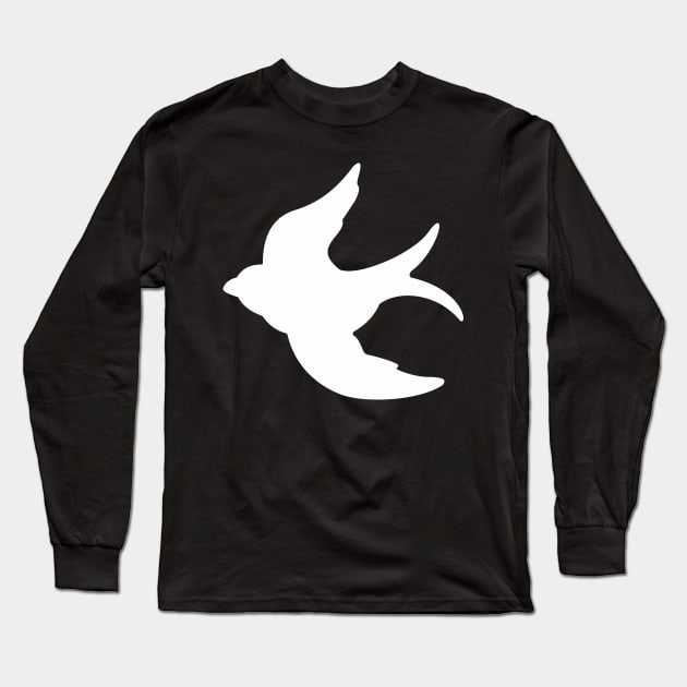 White Flying Swallow Long Sleeve T-Shirt by XOOXOO